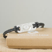 Men's Black Leather Fingerprint Bracelet