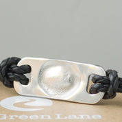 Men's Black Leather Fingerprint Bracelet