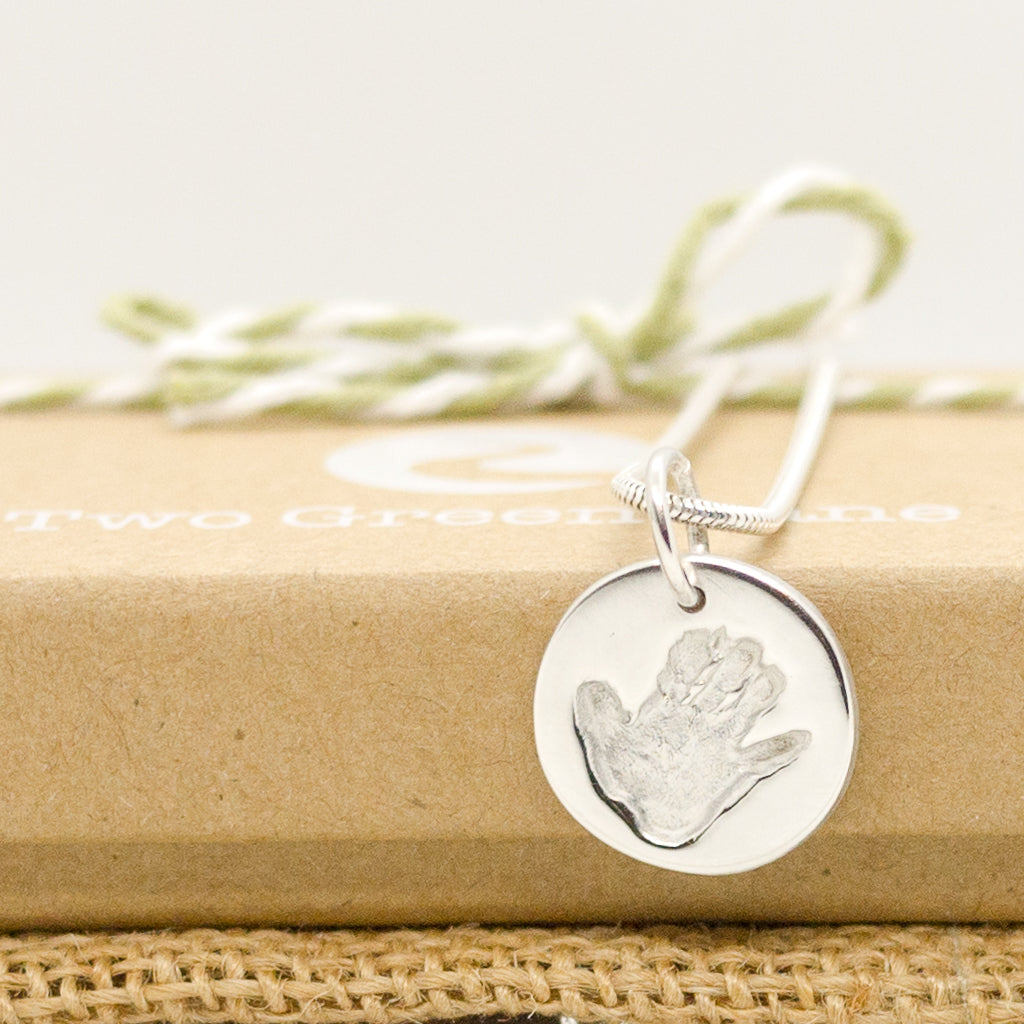 Sterling Silver Handprint Necklace Silver Handprint Necklace One Child