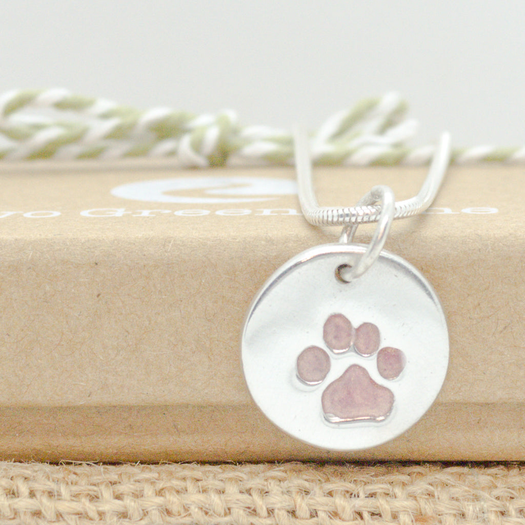 Resin Filled Paw Print Necklace