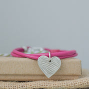 Pink Double Strand Plain Leather Bracelet