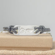 Men's Black Leather pet nose and paw print Bracelet