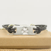 Men's Black Leather pet nose and paw print Bracelet