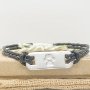 Men's Black Leather pet nose and paw print Bracelet