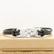 Men's Black Leather pet nose and paw print Bracelet