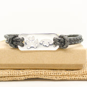 Men's Black Leather pet nose and paw print Bracelet