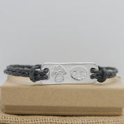 Men's Black Leather pet nose and paw print Bracelet