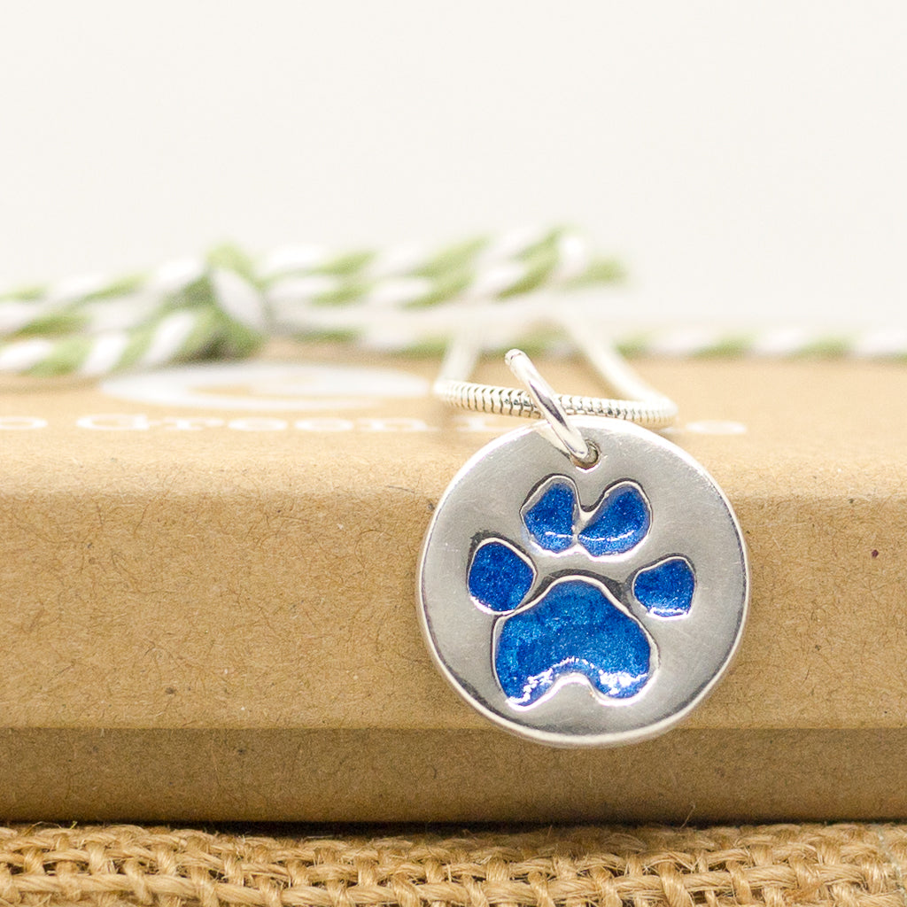 Resin Filled Paw Print Necklace